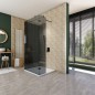Walk In Dusche  - Amora-07 - Duschwand - Schwarz - Grauglas