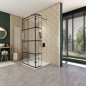 Walk In Dusche - Amora-07 - Duschwand - Schwarz - Loft 2 Walk In Dusche - Amora-07 - Duschwand - Schwarz - Loft 2