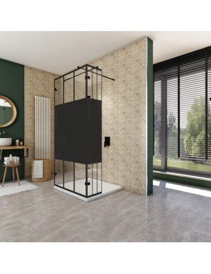 Walk In Dusche  - Amora 07 - Duschwand - Schwarz - Loft 4