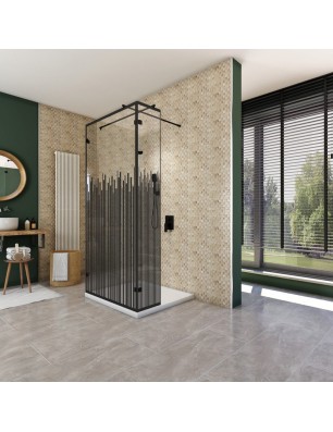 Walk In Dusche  - Amora 07 - Duschwand - Schwarz - Loft 6