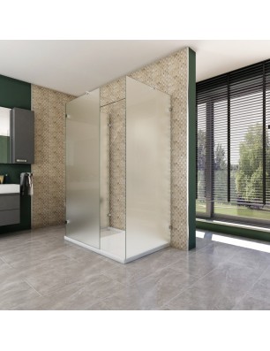 Walk In Dusche  - Almada 08 - Duschwand - Chrom - Satino