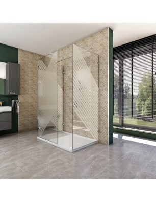 Walk In Dusche  - Almada 08 - Duschwand - Chrom - Bevels