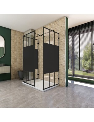 Walk In Dusche  - Amora 08 - Duschwand - Schwarz - Loft 4