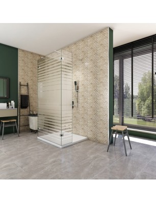 Walk In Dusche  - Almada 10 - Duschwand - Chrom - Stripes