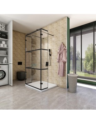Walk In Dusche  - Amora 10 - Duschwand - Schwarz - Loft 1