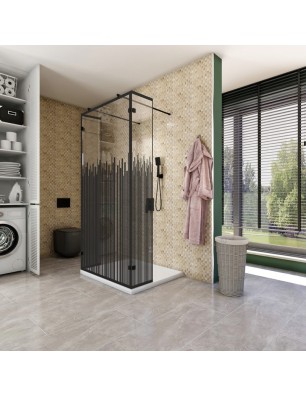 Walk In Dusche  - Amora 10 - Duschwand - Schwarz - Loft 6