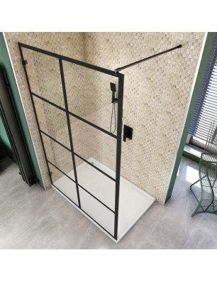 Walk In Dusche  - Amora 01 - Duschwand - Schwarz - Loft 2
