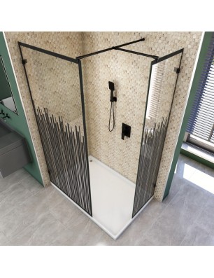 Walk In Dusche  - Amora 04 - Duschwand - Schwarz - Loft 6
