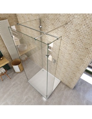 Walk In Dusche  - Almada 07 - Duschwand - Chrom - Klarglas
