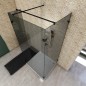 Walk In Dusche  - Amora-07 - Duschwand - Schwarz - Grauglas
