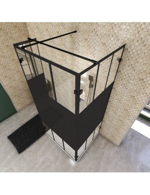 Walk In Dusche  - Amora 07 - Duschwand - Schwarz - Loft 4