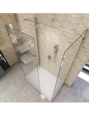 Walk In Dusche  - Almada 08 - Duschwand - Chrom - Klarglas