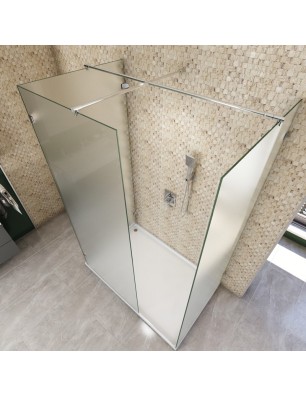 Walk In Dusche  - Almada 08 - Duschwand - Chrom - Satino