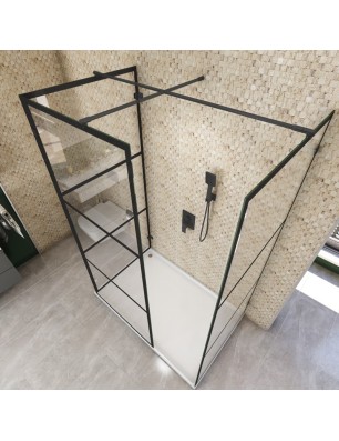 Walk In Dusche  - Amora 08 - Duschwand - Schwarz - Loft 1