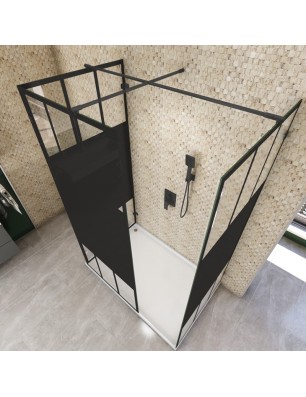 Walk In Dusche  - Amora 08 - Duschwand - Schwarz - Loft 4