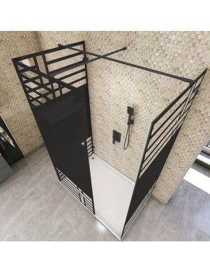Walk In Dusche  - Amora 08 - Duschwand - Schwarz - Loft 5