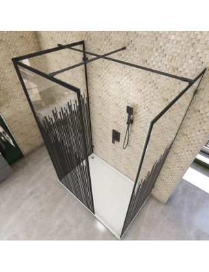 Walk In Dusche  - Amora 08 - Duschwand - Schwarz - Loft 6