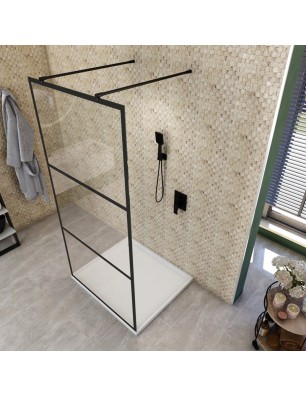 Walk In Dusche  - Amora 09 - Duschwand - Schwarz - Loft 1