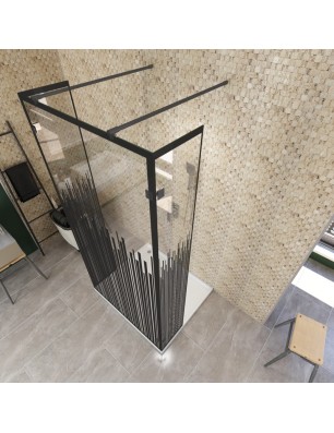 Walk In Dusche  - Amora 10 - Duschwand - Schwarz - Loft 6