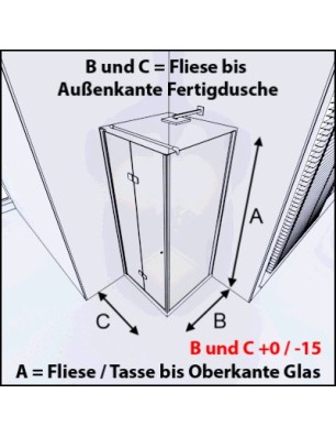 Eck-Duschkabine Cali 06 - Falttür - Chrom - Grauglas
