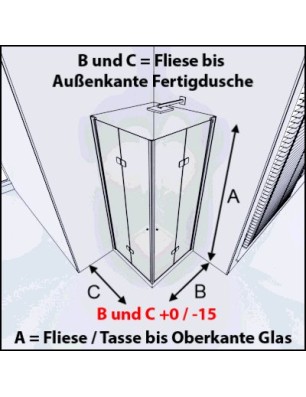 Eck-Duschkabine Cali 09 - Falttür - Chrom - Satino