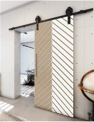 Holzschiebetür Barn-Line - Eiche und Weiss Model 1024