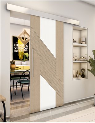 Holzschiebetür Eco-Line - Eiche und Weiss  Model 1019