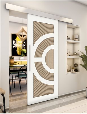 Holzschiebetür Eco-Line - Eiche und Weiss Model 1051