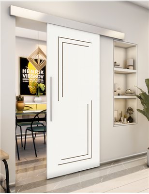 Holzschiebetür Eco-Line - Eiche und Weiss Model 1065