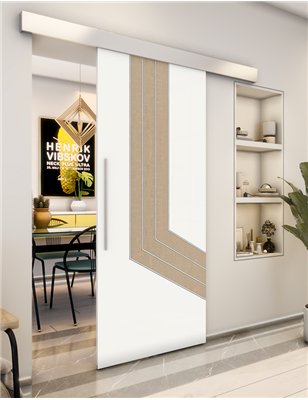 Holzschiebetür Eco-Line - Eiche und Weiss Model 1073