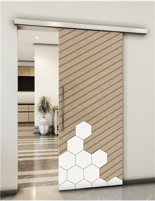 Holzschiebetür Slim-Line - Eiche und Weiss  Model 1016