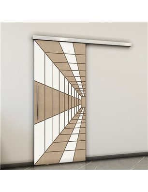 Holzschiebetür Slim-Line - Eiche und Weiss  Model 1034