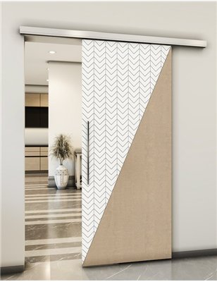 Holzschiebetür Slim-Line - Eiche und Weiss Model 1078
