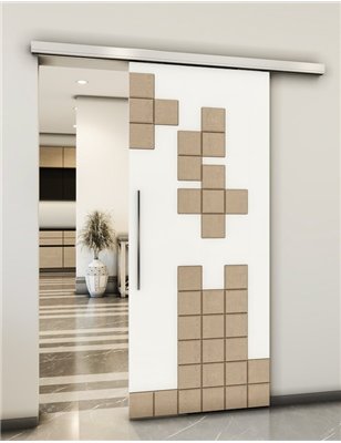 Holzschiebetür Slim-Line - Eiche und Weiss Model 1081