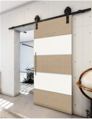 Holzschiebetür Barn-Line - Eiche und Weiss Model 2031
