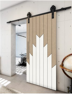 Holzschiebetür Barn-Line - Eiche und Weiss Model 2039