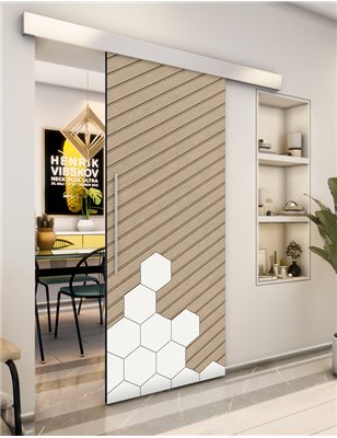 Holzschiebetür Eco-Line - Eiche und Weiss Model 2016