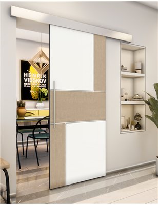 Holzschiebetür Eco-Line - Eiche und Weiss Model 2027