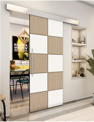 Holzschiebetür Eco-Line - Eiche und Weiss Model 2029