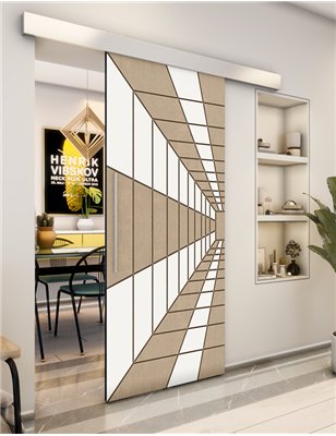 Holzschiebetür Eco-Line - Eiche und Weiss Model 2034