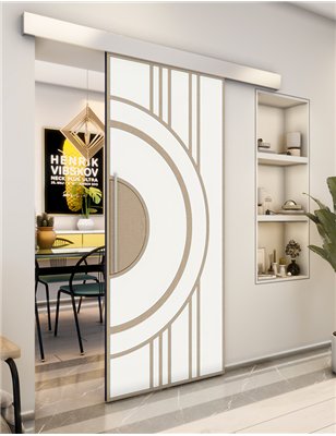 Holzschiebetür Eco-Line - Eiche und Weiss Model 2035