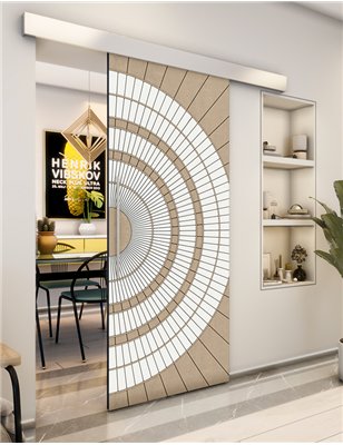 Holzschiebetür Eco-Line - Eiche und Weiss Model 2036