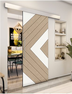 Holzschiebetür Eco-Line - Eiche und Weiss Model 2038