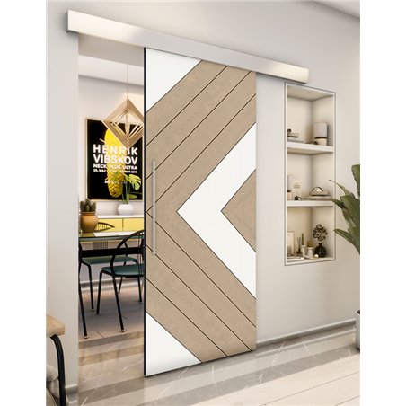 Holzschiebetür Eco-Line - Eiche und Weiss Model 2038
