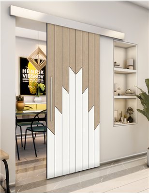 Holzschiebetür Eco-Line - Eiche und Weiss Model 2039