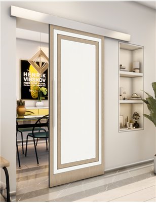 Holzschiebetür Eco-Line - Eiche und Weiss Model 2041