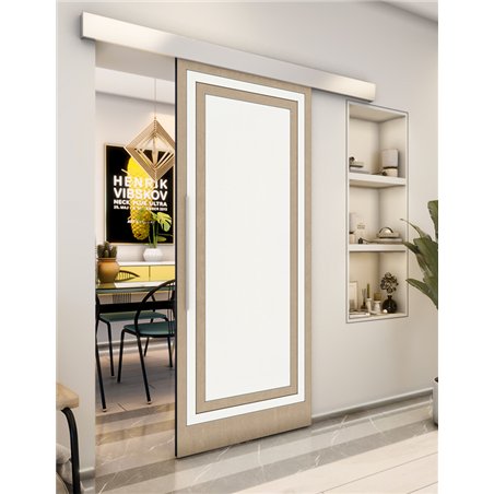 Holzschiebetür Eco-Line - Eiche und Weiss Model 2041