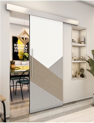 Holzschiebetür Eco-Line - Eiche und Weiss Model 2044