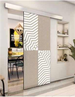 Holzschiebetür Eco-Line - Eiche und Weiss Model 2050