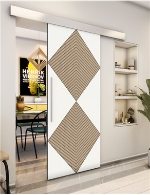 Holzschiebetür Eco-Line - Eiche und Weiss Model 2054